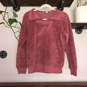 Blush Pink Sherpa Pull-over Zip
